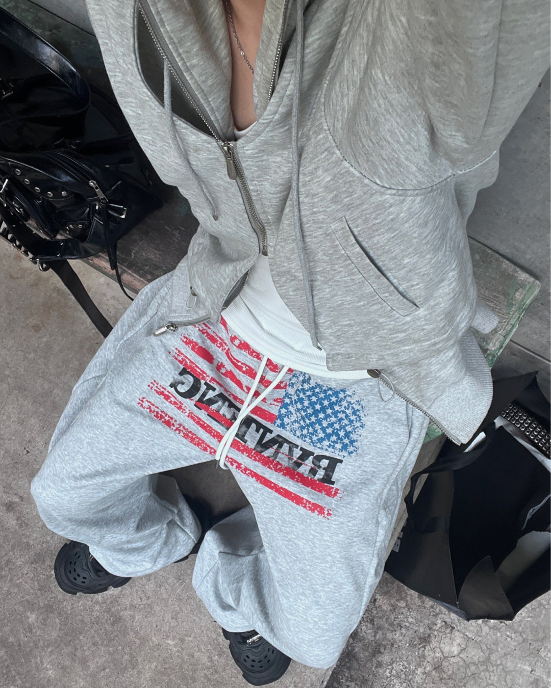 デザインプリントカーブスウェットパンツ　MO1163