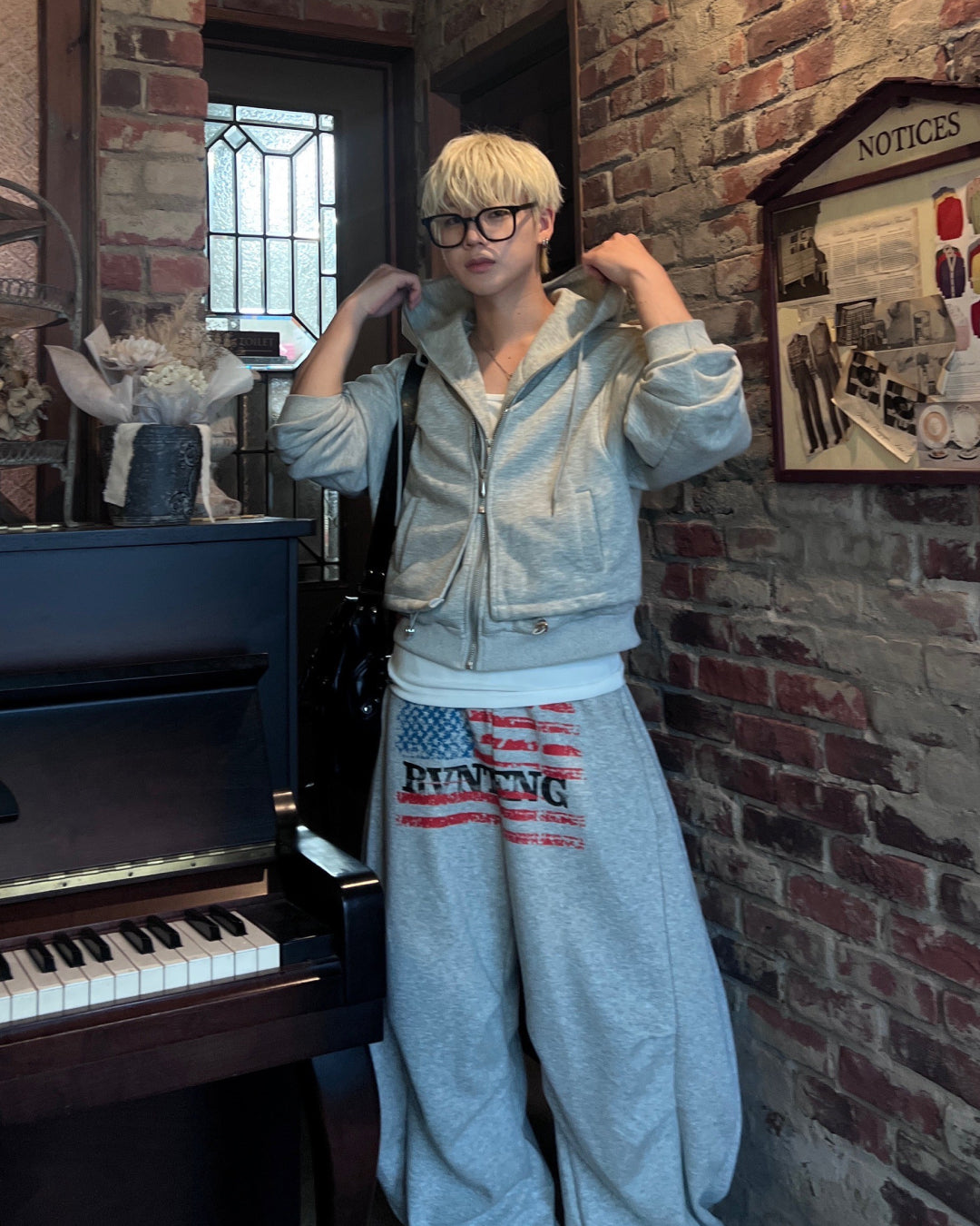 デザインプリントカーブスウェットパンツ　MO1163