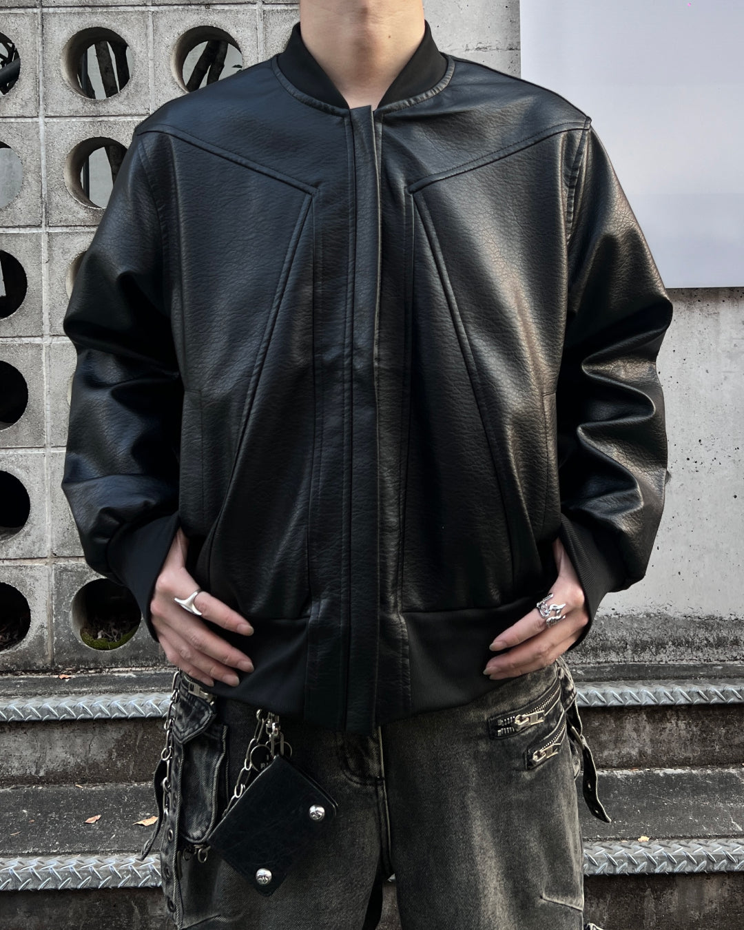 PUレザーMA1ジャケット MO1214