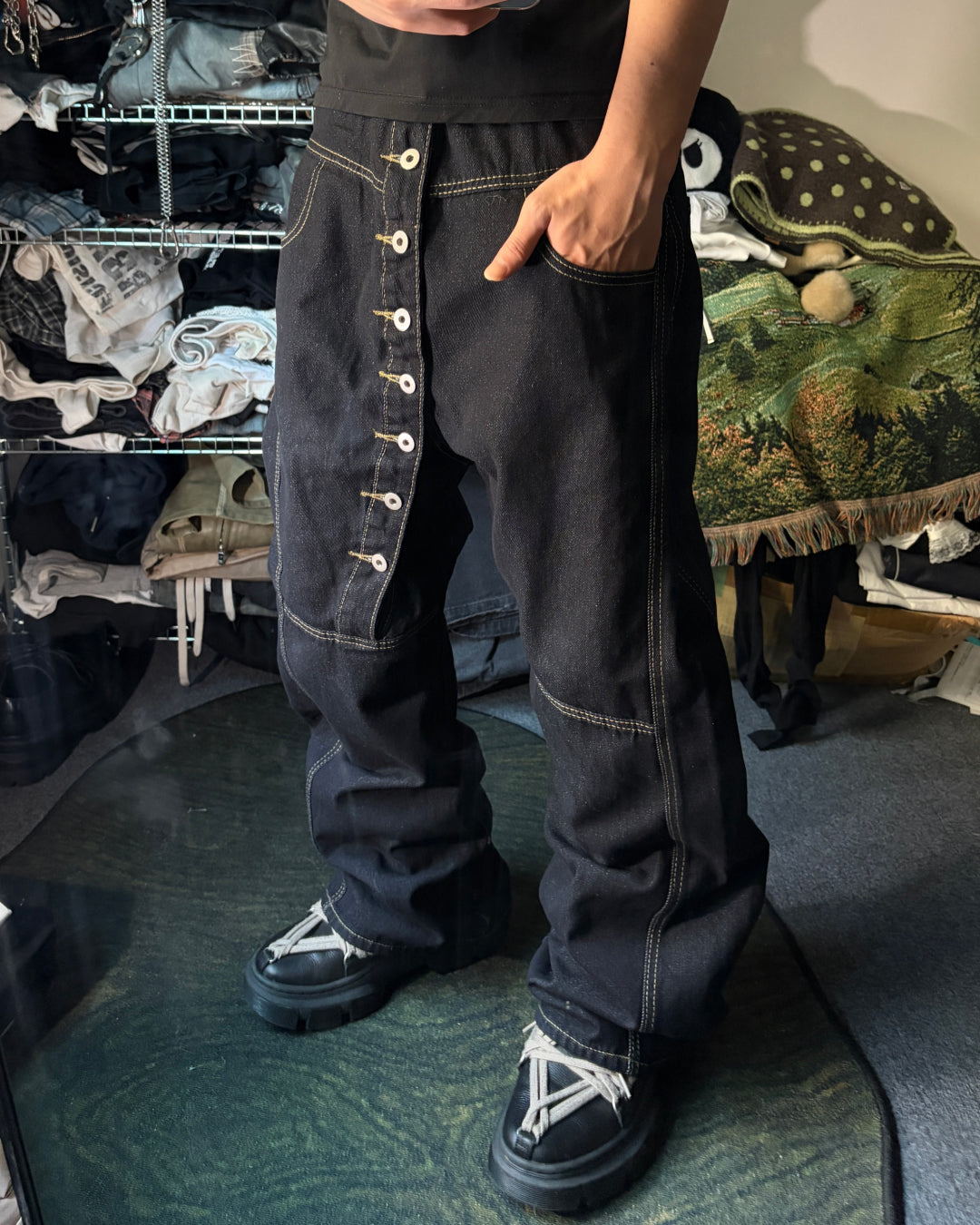 ステッチデザインデニムパンツ MO3013