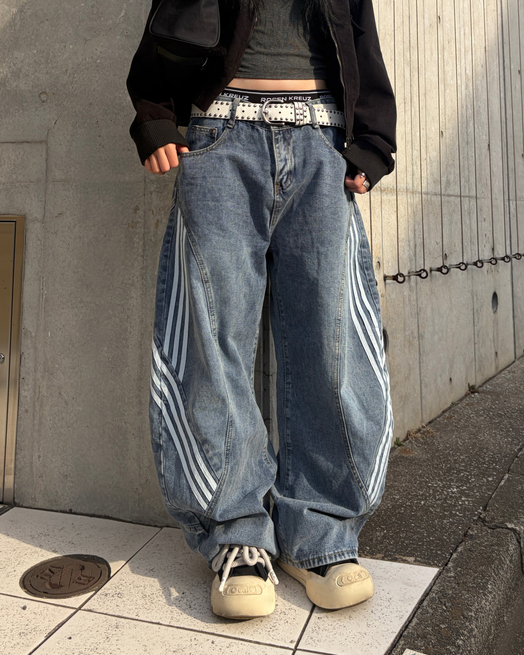 ワイドデニムラインパンツ MO3045