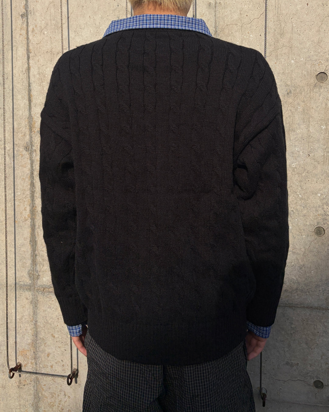 レイヤードケーブルニットシャツ MO3058