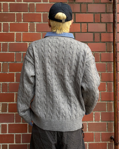 レイヤードケーブルニットシャツ MO3058