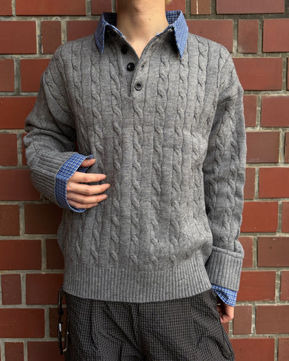 レイヤードケーブルニットシャツ MO3058