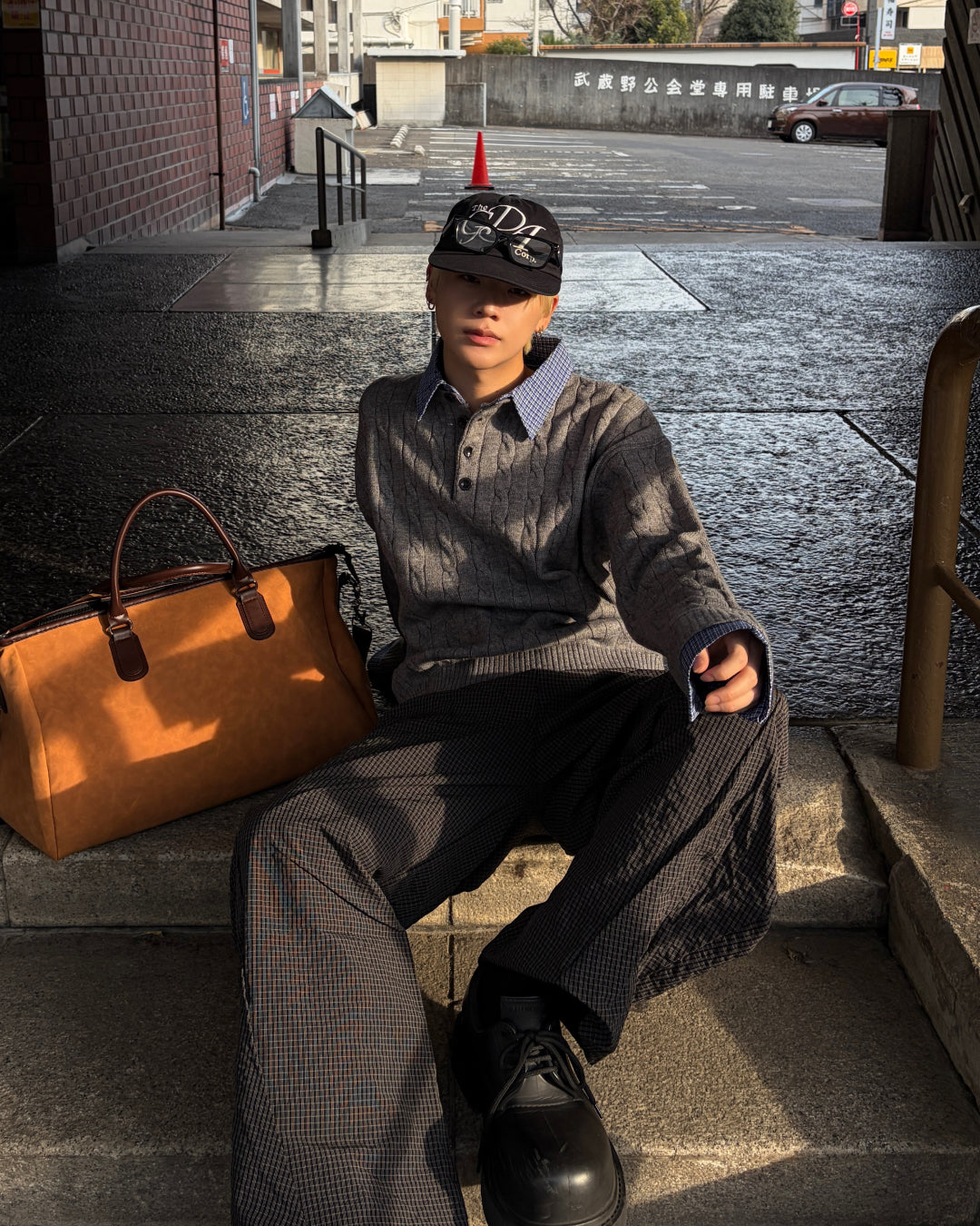 レイヤードケーブルニットシャツ MO3058