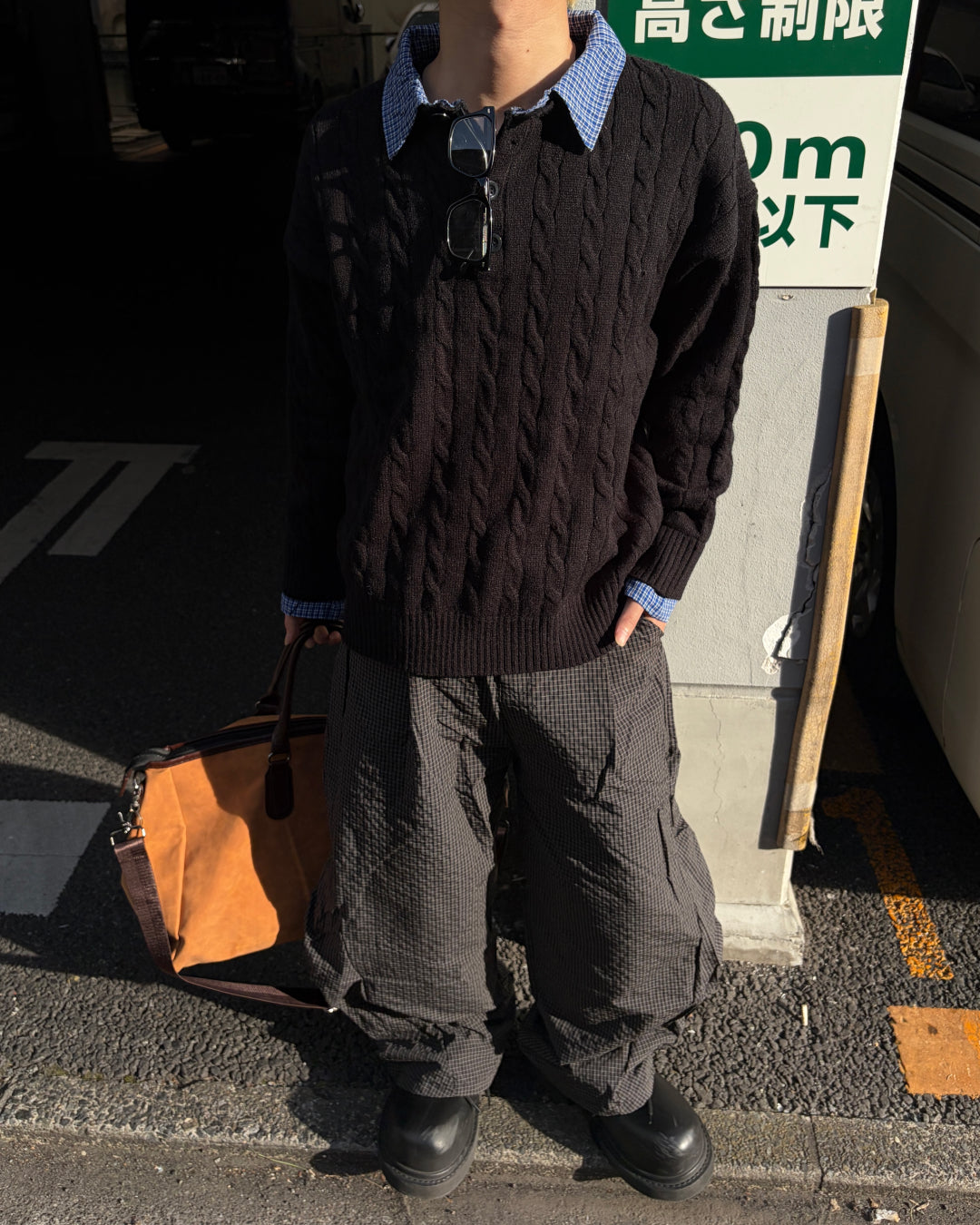 レイヤードケーブルニットシャツ MO3058