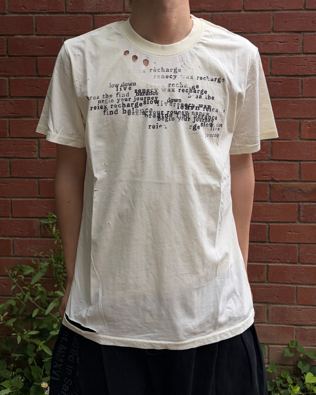 ダメージレタリングTシャツ MO3099