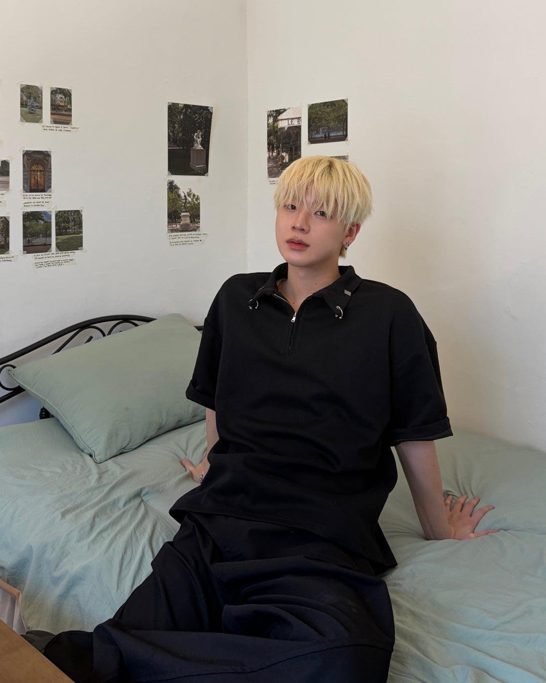 ピアスデザインハーフジップTシャツ MO3101