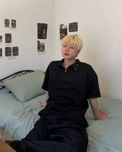 ピアスデザインハーフジップTシャツ MO3101