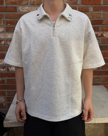 ピアスデザインハーフジップTシャツ MO3101