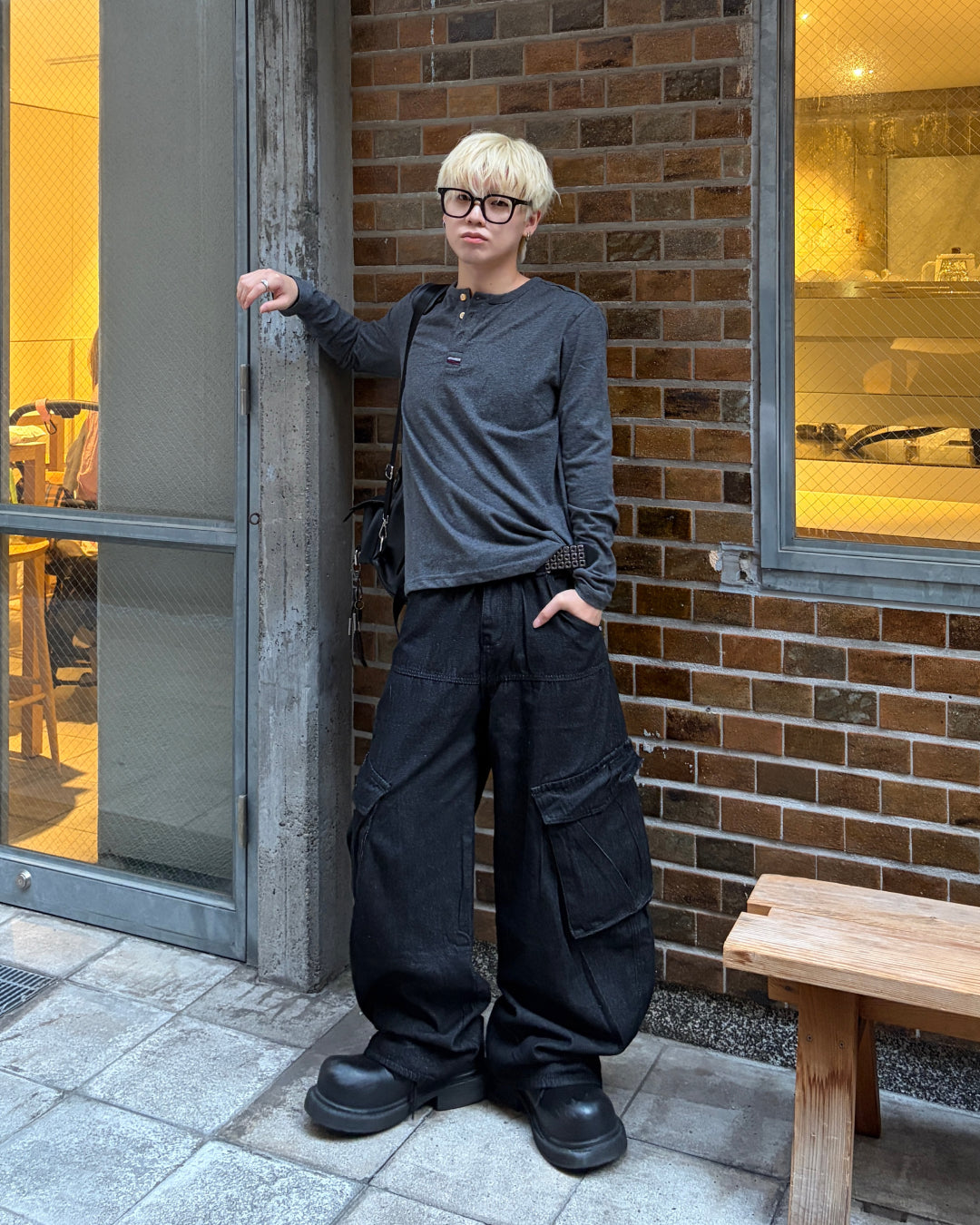 ヘザーエッジヘンリーネックTシャツ MO3123