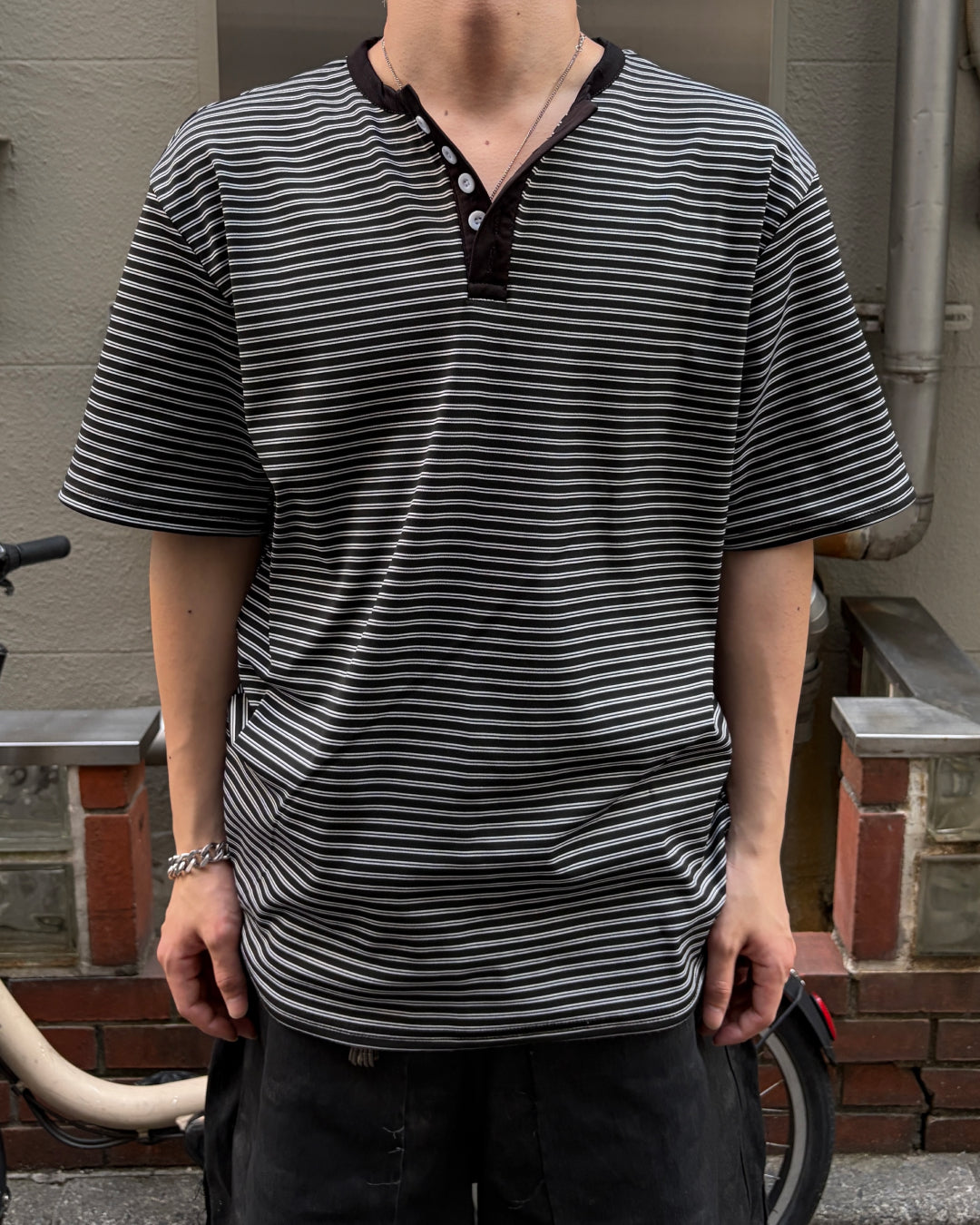 ヘンリーネックボーダー半袖Tシャツ MO3127 – YOLO（ヨロ