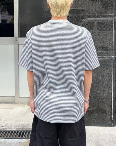 ヘンリーネックボーダー半袖Tシャツ MO3127