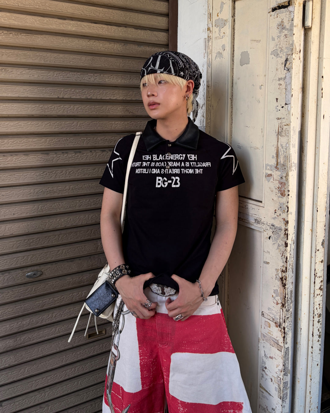 レザーカラーグラフィックポロTシャツ MO3139