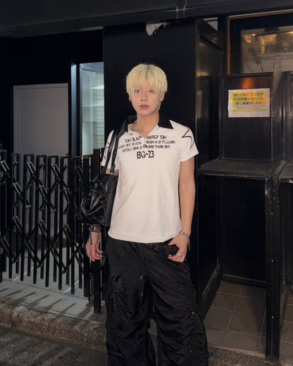 レザーカラーグラフィックポロTシャツ MO3139