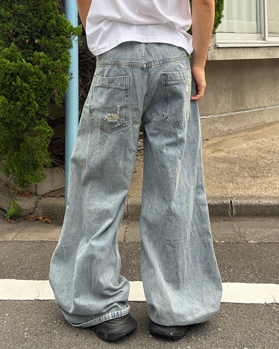 クラッシュダメージバギーデニム MO3195