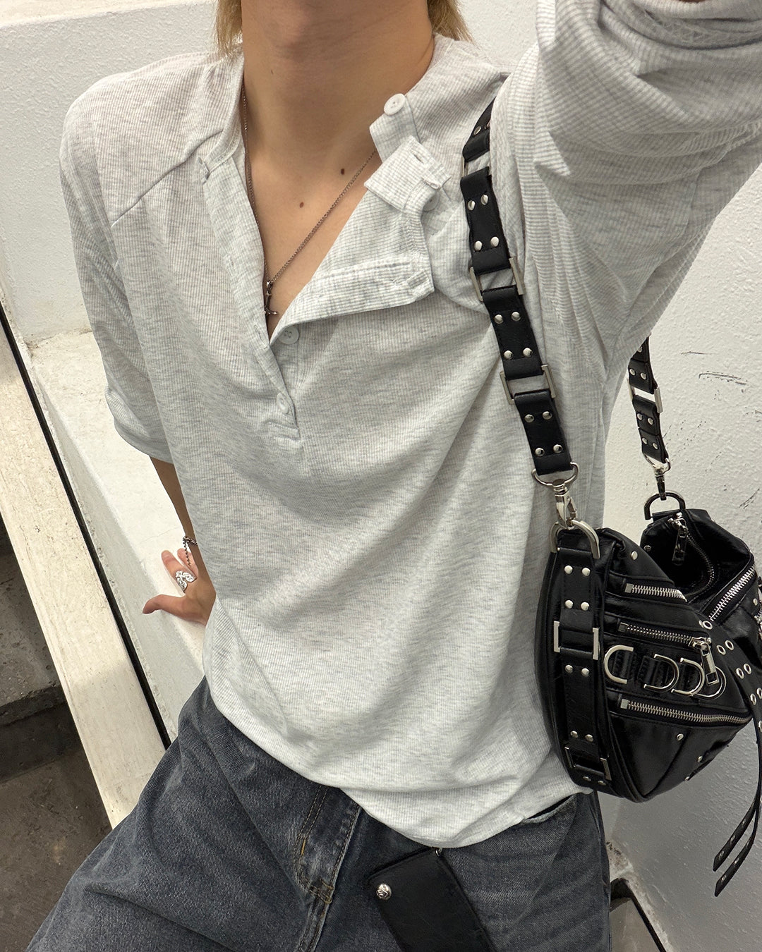 リブヘンリーネックロンT MO3244