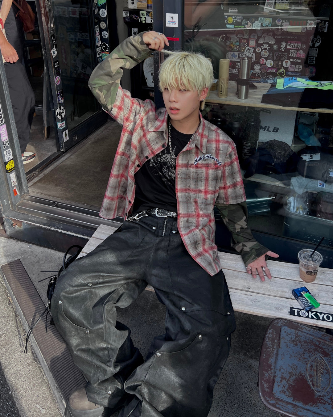 【即納】レイヤードチェックシャツ MO5004