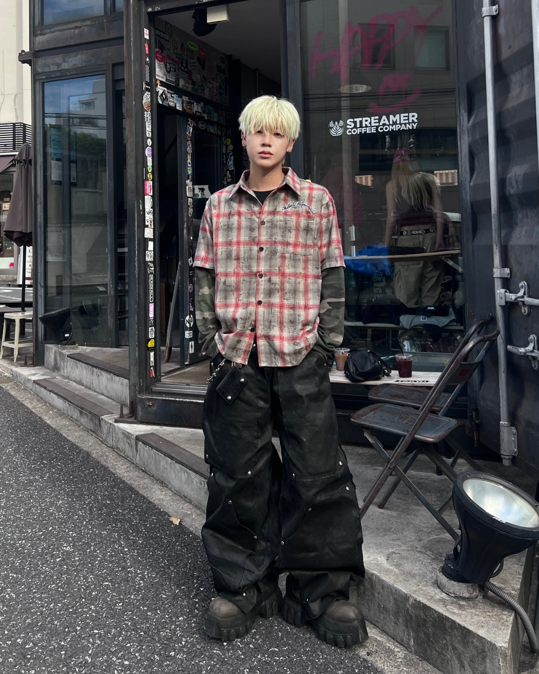 【即納】レイヤードチェックシャツ MO5004