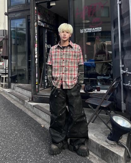 【即納】レイヤードチェックシャツ MO5004