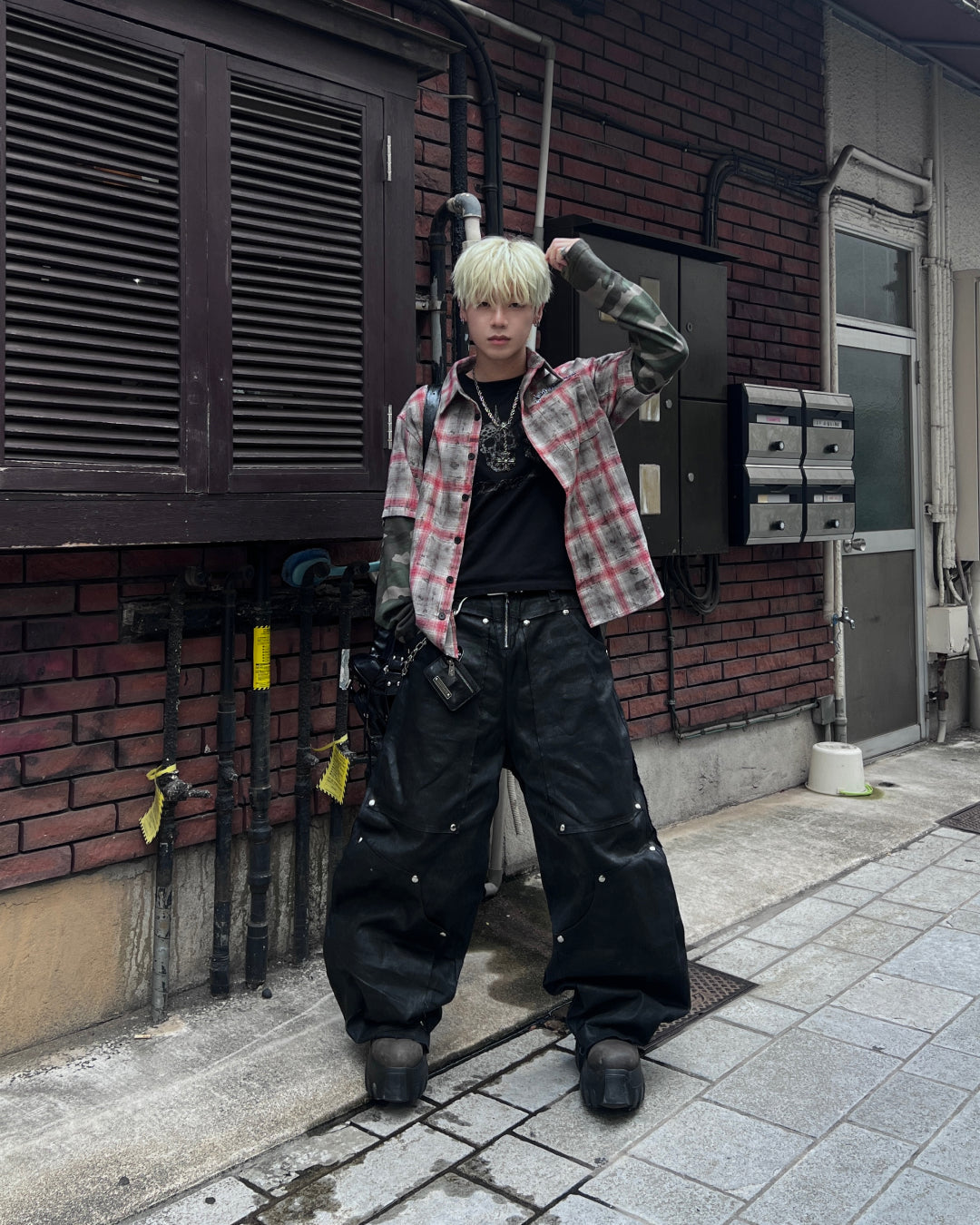 【即納】レイヤードチェックシャツ MO5004