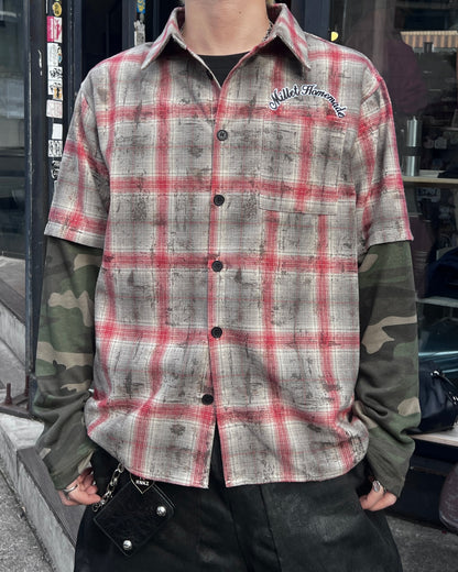 【即納】レイヤードチェックシャツ MO5004