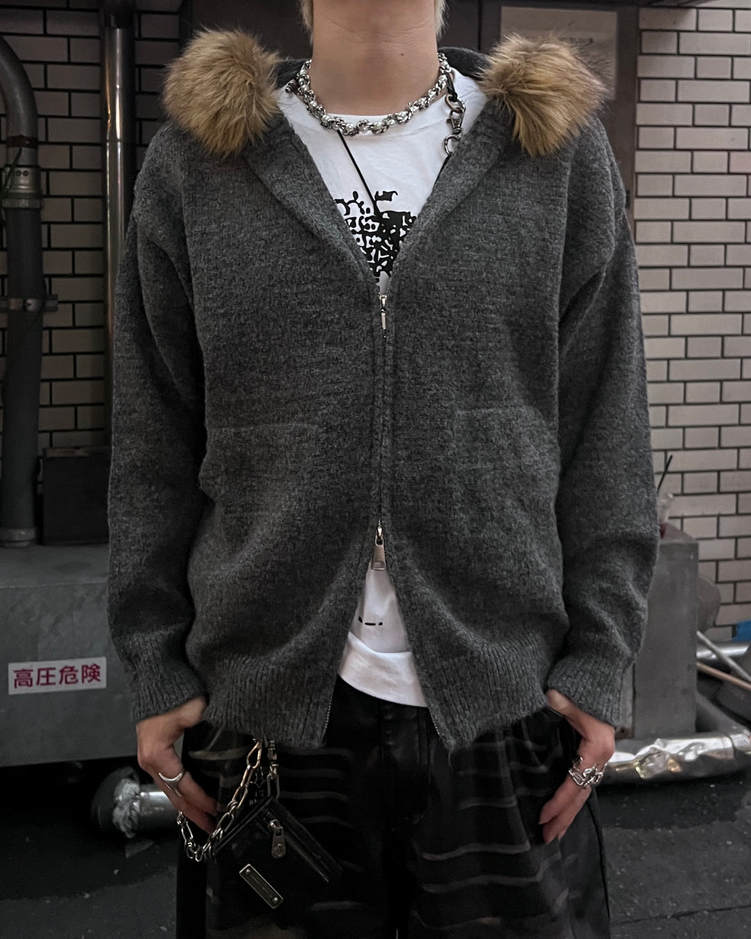 【即納】ダブルジップファーニット MO5005