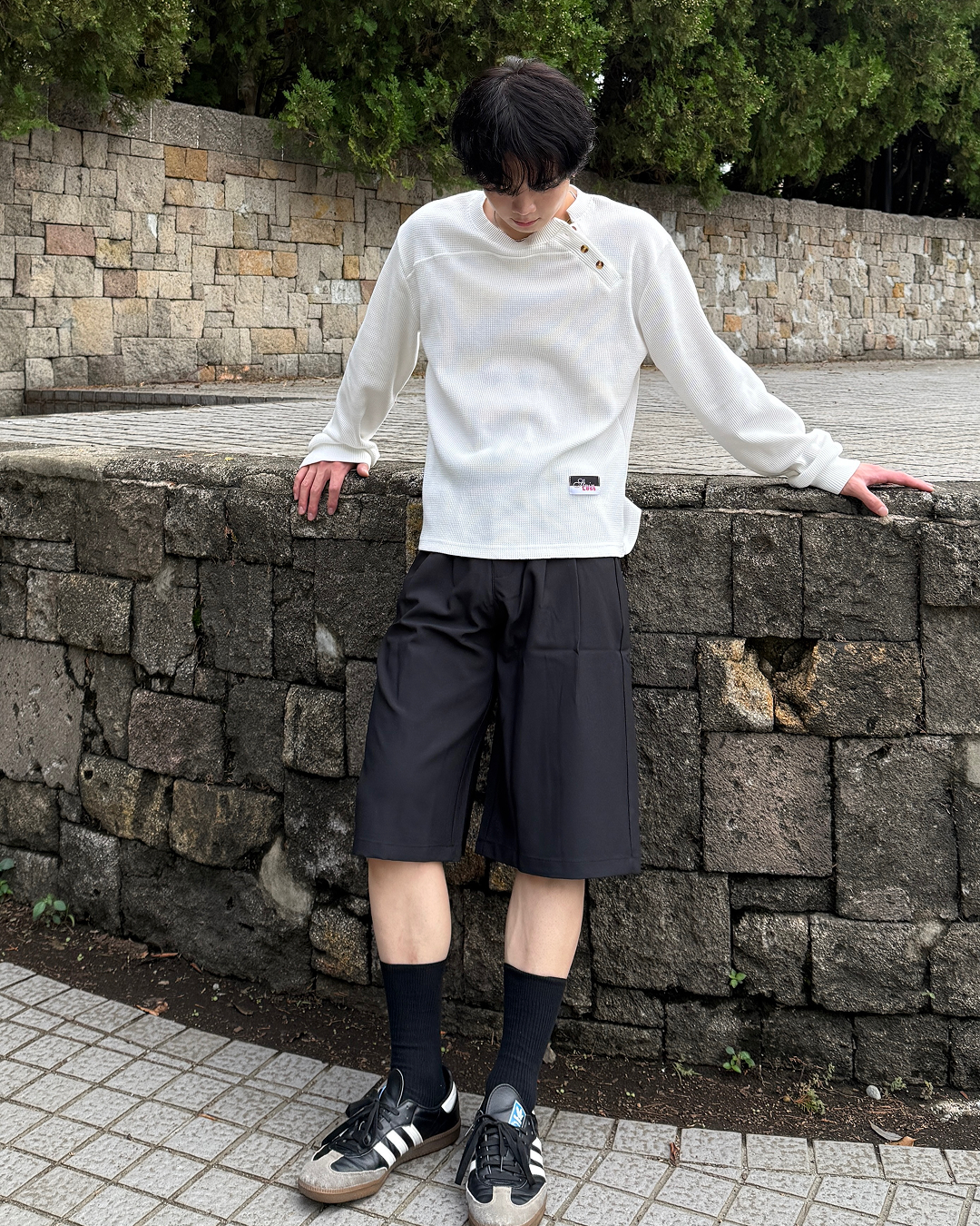 カジュアルワイドハーフスラックス ME0012