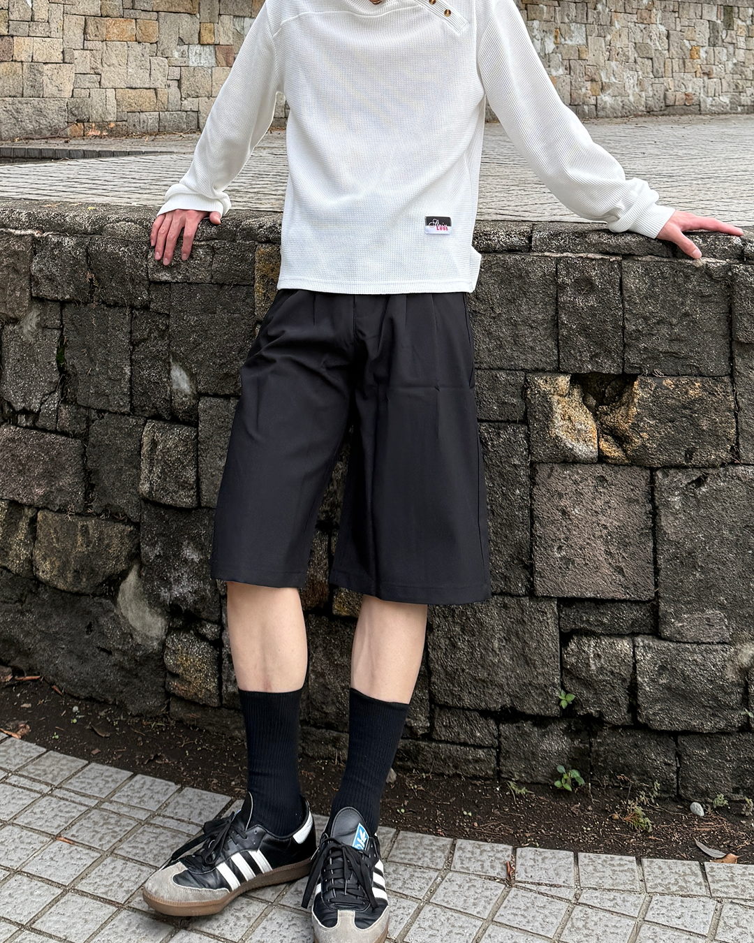 カジュアルワイドハーフスラックス ME0012