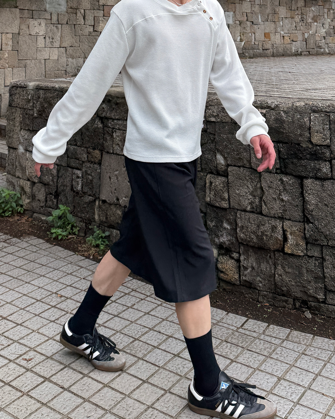 カジュアルワイドハーフスラックス ME0012