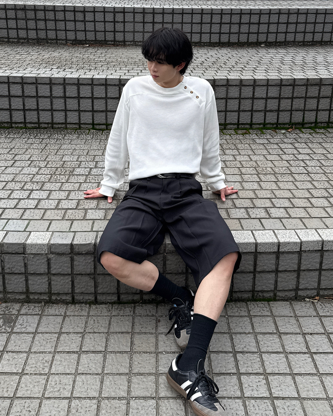 カジュアルワイドハーフスラックス ME0012