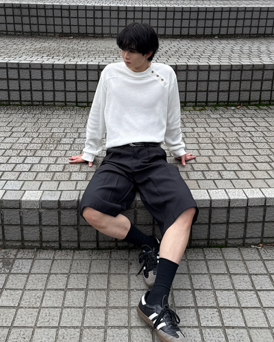 カジュアルワイドハーフスラックス ME0012