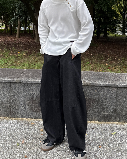 ノンウォッシュドワイドバギーデニムパンツ ME0014
