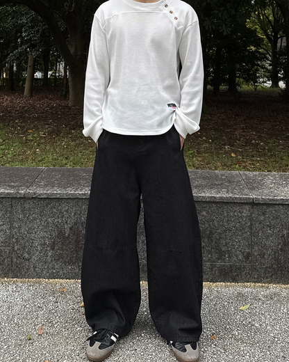 ノンウォッシュドワイドバギーデニムパンツ ME0014