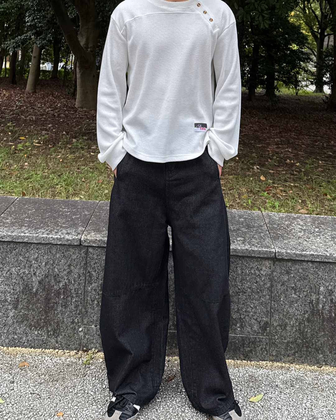 ノンウォッシュドワイドバギーデニムパンツ ME0014