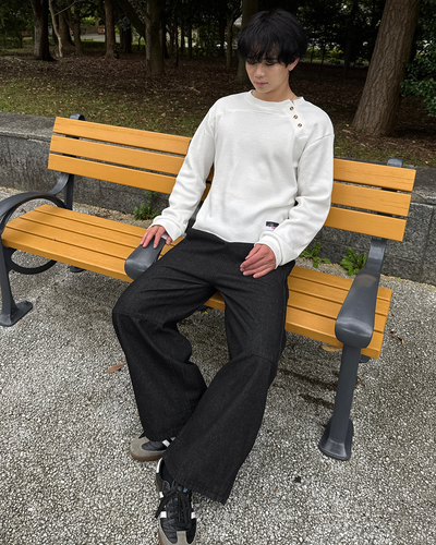 ノンウォッシュドワイドバギーデニムパンツ ME0014