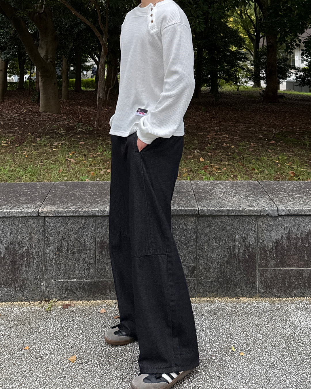 ノンウォッシュドワイドバギーデニムパンツ ME0014