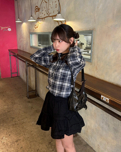 CHANEL][美品]黒 フリルミニスカート ミニ丈