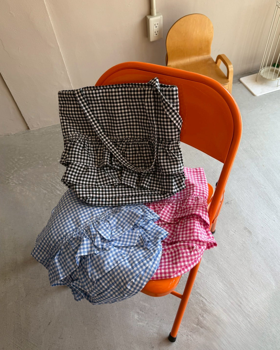 ギンガムチェックフリルトートバッグ MX0052