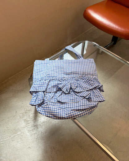 ギンガムチェックフリルトートバッグ MX0052