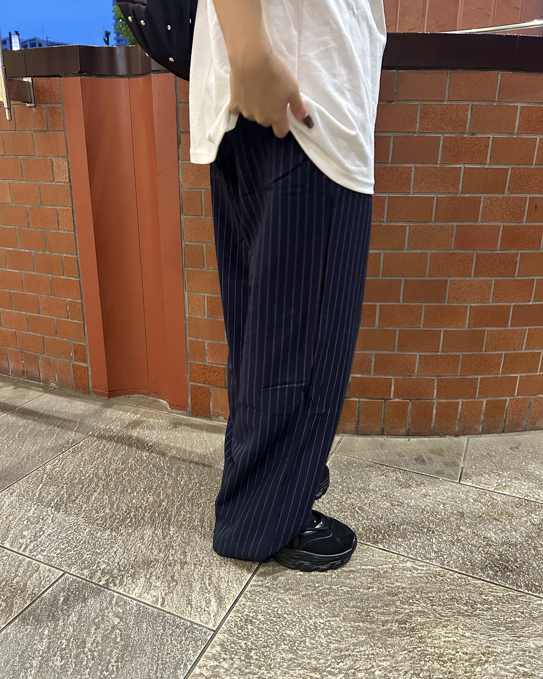 ハイウエストレースアップストライプスラックス
MY0003