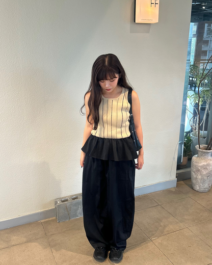 フェイクツーピースバレルレッグパンツ
MY0019
