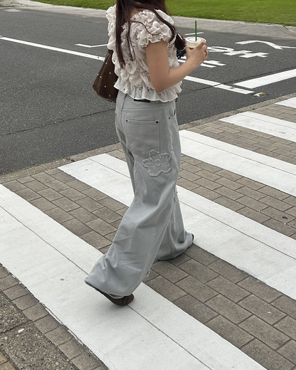 フラワーパッチワークデザインバルーンデニムパンツ
MY0027