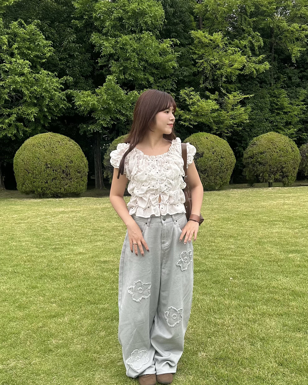 フラワーパッチワークデザインバルーンデニムパンツ
MY0027