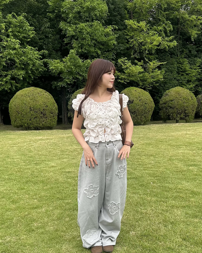 フラワーパッチワークデザインバルーンデニムパンツ
MY0027