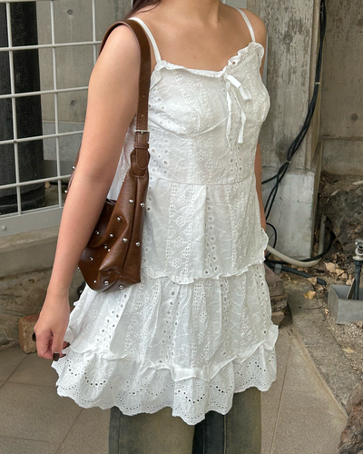 アイレットパンチングレース ティアードキャミワンピース
MY0051