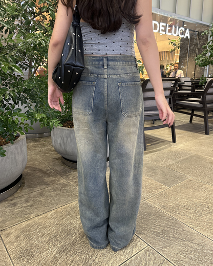 レトロデザインワイドレッグステッチデザインパンツ
MY0059
