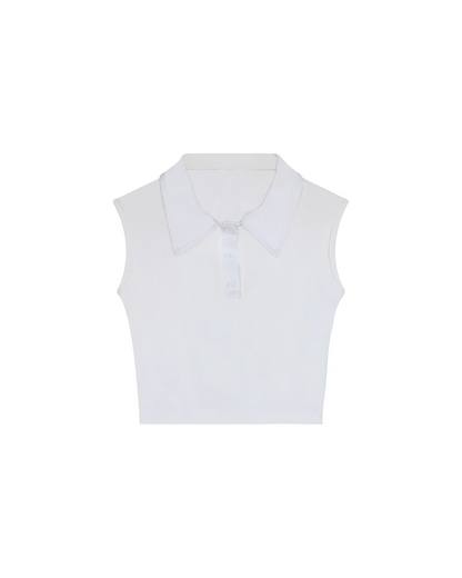 Cropped sleeveless polo shirt N0002