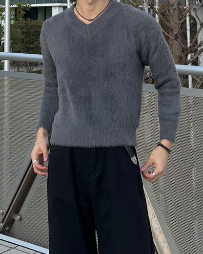 マイクロファーVネックニットプルオーバー NA1116