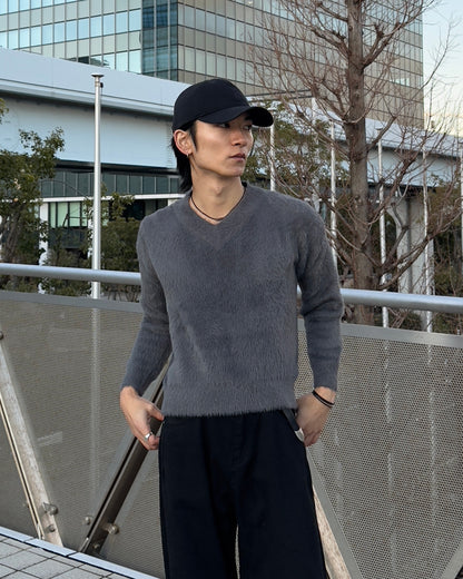 マイクロファーVネックニットプルオーバー NA1116